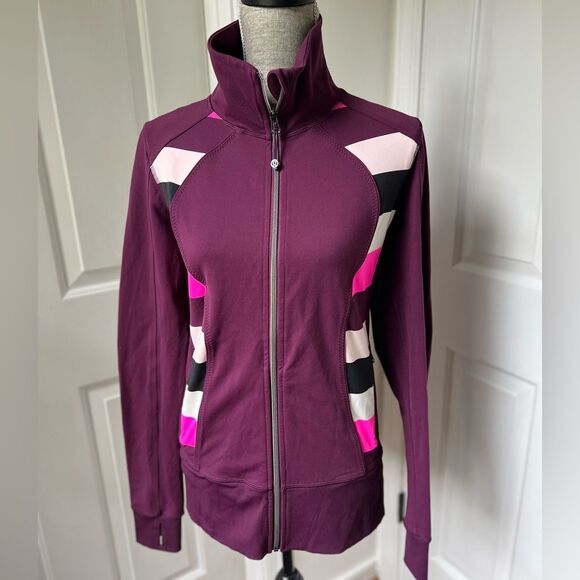 Lululemon Nice Asana Jacket Plum / Pow Stripe Raspberry Glo Light 10 - Picture 2 of 6